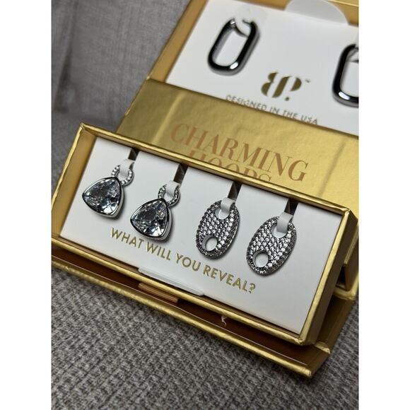 Bomb Party Charming Hoops ER90462 Passionate With Sass - Diamond CZ Hematite - Picture 3 of 5